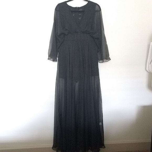 Lotus Threads Chiffon Maxi Overlay Lace Romper - Picture 5 of 8